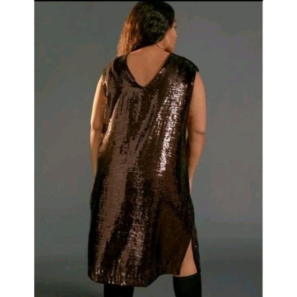NEW Maeve Anthropologie Sequin Wine Bordeaux Oversized Low Back Kara Dress Sz XL